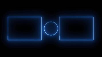 Glowing neon frame with button in center video