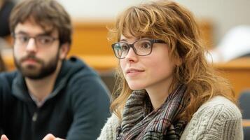 Engaged students participating in a classroom discussion during a learning session focused on critical thinking skills photo