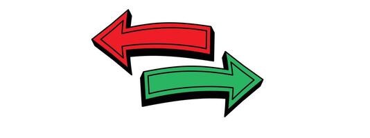 left and right in green and red arrows indicator both way vector