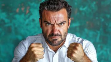 Intense expression of anger and frustration captured in a close-up portrait photo