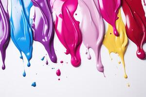 Set of multicolored smears of nail polish isolated on white background. photo