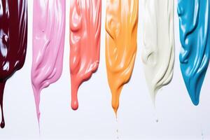 Set of multicolored smears of nail polish isolated on white background. photo