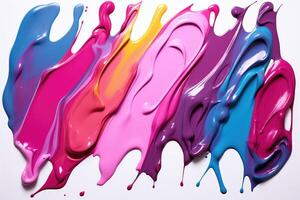 Set of multicolored smears of nail polish isolated on white background. photo