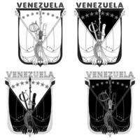 Venezuela flags with weapons framed with a shield vector