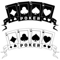 A poker hand is elegantly displayed, surrounded by flowing ribbons. A touch of grace for your winning play vector