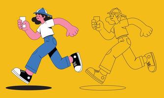 Animated illustration of a person running vector