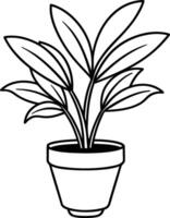 Plant in pot line art vector
