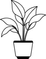 indoor Plant in pot black and white vector