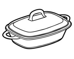 illustration of a rectangular baking dish with lid. vector