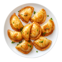 A plate of empanadas against transparent background png