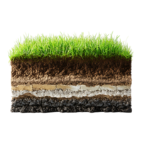 The layers of soil and grass on over transparent background png