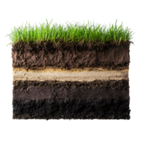 The layers of soil and grass against transparent background png