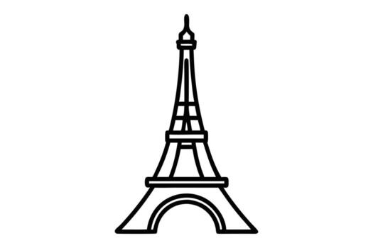Simple black line icon of the Eiffel Tower. vector