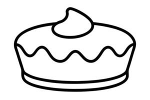 Simple black line art cake icon on a white background. vector