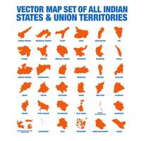 A set of Indian States and Union Territories map vector