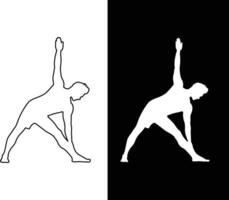 Yoga Pose Silhouette Triangle Exercise for Flexibility and Balance vector