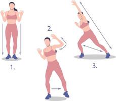 Fitness routine with steps to follow vector