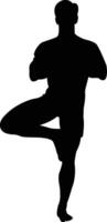 Silhouette of a Man in Tree Pose vector