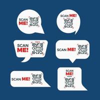 Scan me QR code labels design set vector