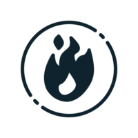 Design Illustration graphic of fire icon with glyph style. Suitable for UI, mobile design, web design, etc. Transparent Background. png