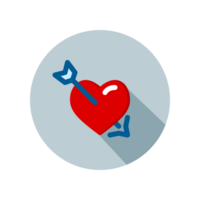 Design Illustration graphic of Heart with Arrow icon with flat style. Suitable for UI, mobile design, web design, etc. Transparent Background. png