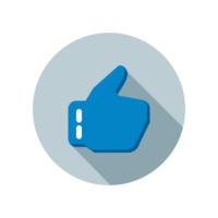 Design Illustration graphic of thumbs up symbol icon with flat style. Suitable for UI, mobile design, web design, etc. Transparent Background. png