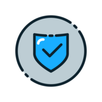 Design Illustration graphic of protection symbol icon with colored line style. Suitable for UI, mobile design, web design, etc. Transparent Background. png