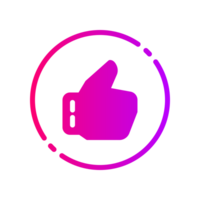 Design Illustration graphic of thumbs up symbol icon with gradient style. Suitable for UI, mobile design, web design, etc. Transparent Background. png