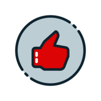 Design Illustration graphic of thumbs up symbol icon with colored line style. Suitable for UI, mobile design, web design, etc. Transparent Background. png