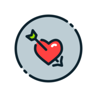 Design Illustration graphic of Heart with Arrow icon with colored line style. Suitable for UI, mobile design, web design, etc. Transparent Background. png