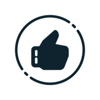 Design Illustration graphic of thumbs up symbol icon with glyph style. Suitable for UI, mobile design, web design, etc. Transparent Background. png