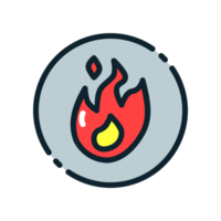 Design Illustration graphic of fire icon with colored line style. Suitable for UI, mobile design, web design, etc. Transparent Background. png