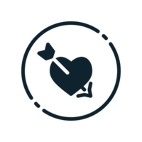 Design Illustration graphic of Heart with Arrow icon with glyph style. Suitable for UI, mobile design, web design, etc. Transparent Background. png