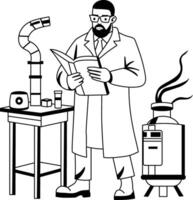 Cryogenic engineer illustration in glyph style vector