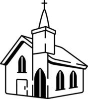 A hand drawn style icon of church building vector