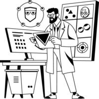 Cybersecurity analyst illustration in glyph style vector