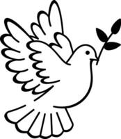 A hand drawn icon of a flying dove vector
