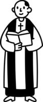 A hand drawn style icon of a priest character vector