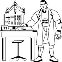 Biophysicist analysis research report illustration in glyph style vector