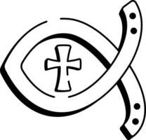 A hand drawn style icon of a jesus fish vector