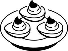 Deviled eggs icon in hand drawn style vector
