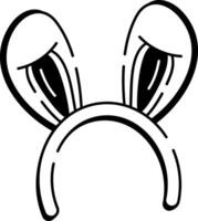 Easter bunny headband icon in doodle style vector