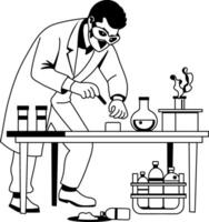 A glyph illustration of forensic chemist making drugs in laboratory vector