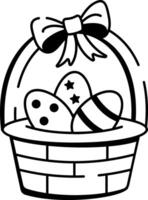 A hand drawn style icon of an easter hamper vector