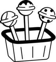 A hand drawn style icon of a cake pop box vector