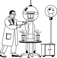 A glyph illustration of a plasma scientist working in a lab vector
