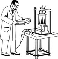 Thermodynamics expert working in a lab glyph style illustration vector