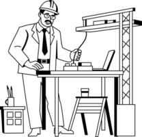 A glyph illustration of a professional structural engineer vector