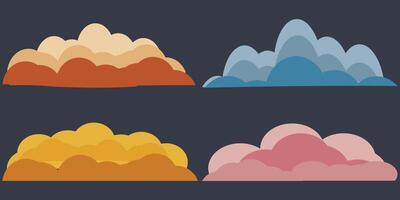 Four different colored clouds on a dark background vector