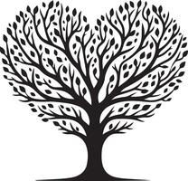 Minimalist Tree Silhouette in Heart Shape vector